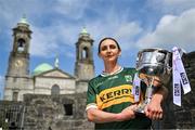27 May 2025; At the launch of the 2025 TG4 All-Ireland Ladies Football Championships is Cáit Lynch of Kerry with the Brendan Martin cup. The 2025 TG4 All-Ireland Championships were launched at Croke Park today, after a number of top inter-county stars travelled to Athlone in Westmeath to mark the beginning of the TG4 All-Ireland series. The 2025 TG4 All-Ireland Junior, Intermediate and Senior Finals will be played at Croke Park on Sunday, August 3, 2025. #ProperFan. Photo by Brendan Moran/Sportsfile
