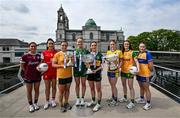 27 May 2025; At the launch of the 2025 TG4 All-Ireland Ladies Football Championships in Athlone, Westmeath, are, from left, Kate Geraghty of Galway, Áine Breen of Louth, Bronagh Devlin of Antrim, Aoibhín Cleary of Meath, Cáit Lynch of Kerry, Ellen Irwin of Roscommon, Roisin Rodgers of Donegal and Ailish Considine of Clare. The 2025 TG4 All-Ireland Championships were launched at Croke Park today, after a number of top inter-county stars travelled to Athlone in Westmeath to mark the beginning of the TG4 All-Ireland series. The 2025 TG4 All-Ireland Junior, Intermediate and Senior Finals will be played at Croke Park on Sunday, August 3, 2025. #ProperFan. Photo by Brendan Moran/Sportsfile