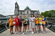 27 May 2025; At the launch of the 2025 TG4 All-Ireland Ladies Football Championships in Athlone, Westmeath, are, from left, Bronagh Devlin of Antrim, Áine Breen of Louth, Kate Geraghty of Galway, Cáit Lynch of Kerry, Aoibhín Cleary of Meath, Máire Ní Bhraonáin of TG4, Roisin Rodgers of Donegal, Ellen Irwin of Roscommon and Ailish Considine of Clare. The 2025 TG4 All-Ireland Championships were launched at Croke Park today, after a number of top inter-county stars travelled to Athlone in Westmeath to mark the beginning of the TG4 All-Ireland series. The 2025 TG4 All-Ireland Junior, Intermediate and Senior Finals will be played at Croke Park on Sunday, August 3, 2025. #ProperFan. Photo by Brendan Moran/Sportsfile