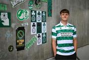 27 May 2025; Shamrock Rovers new signing John McGovern poses for a portrait during his unveiling at Tallaght Stadium in Dublin. Photo by Stephen McCarthy/Sportsfile