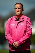25 May 2025; Umpire Aidan Seaver before match three of the One Day International Series between Ireland and the West Indies at Castle Avenue Cricket Ground in Dublin. Photo by Seb Daly/Sportsfile
