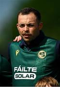 25 May 2025; Liam McCarthy of Ireland before match three of the One Day International Series between Ireland and the West Indies at Castle Avenue Cricket Ground in Dublin. Photo by Seb Daly/Sportsfile