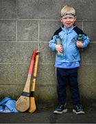 25 May 2025; Dublin supporter Conall Murray, four years, from Clonsilla, waits for the gates to open before the Leinster GAA Hurling Senior Championship Round 5 match between Dublin and Galway at Parnell Park in Dublin. Photo by Ray McManus/Sportsfile