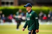 25 May 2025; Cade Carmichael of Ireland during match three of the One Day International Series between Ireland and the West Indies at Castle Avenue Cricket Ground in Dublin. Photo by Seb Daly/Sportsfile