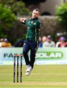 25 May 2025; Ireland bowler Andrew McBrine during match three of the One Day International Series between Ireland and the West Indies at Castle Avenue Cricket Ground in Dublin. Photo by Seb Daly/Sportsfile