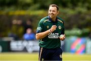 25 May 2025; Liam McCarthy of Ireland during match three of the One Day International Series between Ireland and the West Indies at Castle Avenue Cricket Ground in Dublin. Photo by Seb Daly/Sportsfile
