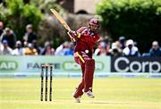 25 May 2025; West Indies batter Amir Jangoo during match three of the One Day International Series between Ireland and the West Indies at Castle Avenue Cricket Ground in Dublin. Photo by Seb Daly/Sportsfile