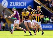 25 May 2025; Jack O'Connor of Wexford in action against Killian Doyle of Kilkenny during the Leinster GAA Hurling Senior Championship Round 5 match between Wexford and Kilkenny at Chadwicks Wexford Park in Wexford. Photo by Thomas Flinkow/Sportsfile