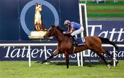 25 May 2025; Lake Victoria, with Ryan Moore up, on their way to winning the Tattersalls Irish 1,000 Guineas during day three of the Tattersalls Irish Guineas Festival at The Curragh Racecourse in Newbridge, Kildare. Photo by Thomas Doolin/Sportsfile