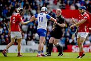 25 May 2025; Referee Johnny Murphy speaks to Stephen Bennett of Waterford and Ger Millerick of Cork during the Munster GAA Hurling Senior Championship Round 5 match between Cork and Waterford at SuperValu Páirc Ui Chaoimh in Cork. Photo by Brendan Moran/Sportsfile