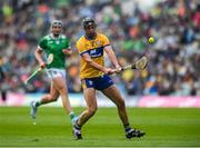 25 May 2025; Cathal Malone of Clare scores a point in the 16th minute during the Munster GAA Hurling Senior Championship Round 5 match between Limerick and Clare at TUS Gaelic Grounds in Limerick. Photo by John Sheridan/Sportsfile