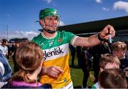 25 May 2025; Brian Duignan of Offaly signs autographs after the Leinster GAA Hurling Senior Championship Round 5 match between Offaly and Antrim at Glenisk O’Connor Park in Tullamore, Offaly. Photo by Michael P Ryan/Sportsfile