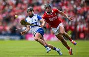 25 May 2025; Darragh Lyons of Waterford in action against Darragh Fitzgibbon of Cork during the Munster GAA Hurling Senior Championship Round 5 match between Cork and Waterford at SuperValu Páirc Ui Chaoimh in Cork. Photo by Brendan Moran/Sportsfile