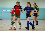 25 May 2025; Action during the Futsal U13 Girls match between Erne-Valley, Cavan, and Mucklagh-Rahan-the-Island, Offaly, on day two of the Cairn Community Games Multi-Sports Finals 2025 at Gormanston Park in Meath. Photo by Shauna Clinton/Sportsfile