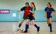 25 May 2025; Action during the Futsal U13 Girls match between Erne-Valley, Cavan, and Mucklagh-Rahan-the-Island, Offaly, on day two of the Cairn Community Games Multi-Sports Finals 2025 at Gormanston Park in Meath. Photo by Shauna Clinton/Sportsfile