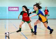 25 May 2025; Action during the Futsal U13 Girls match between Erne-Valley, Cavan, and Mucklagh-Rahan-the-Island, Offaly, on day two of the Cairn Community Games Multi-Sports Finals 2025 at Gormanston Park in Meath. Photo by Shauna Clinton/Sportsfile