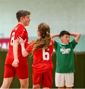 25 May 2025; Action during the Futsal U13 Boys match between St-Fechins, Sligo, and Milltown-Listry, Kerry, on day two of the Cairn Community Games Multi-Sports Finals 2025 at Gormanston Park in Meath. Photo by Shauna Clinton/Sportsfile