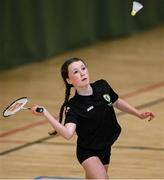25 May 2025; Khloe O'Connell of Calry during the Badminton Girls match between Calry, Sligo, and Listowel, Kerry, on day two of the Cairn Community Games Multi-Sports Finals 2025 at Gormanston Park in Meath. Photo by Shauna Clinton/Sportsfile