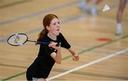 25 May 2025; Aifric O'Brien of Calry during the Badminton Girls match between Calry, Sligo, and Listowel, Kerry, on day two of the Cairn Community Games Multi-Sports Finals 2025 at Gormanston Park in Meath. Photo by Shauna Clinton/Sportsfile