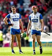 25 May 2025; Waterford players Michael Kiely, left, and Tadhg de Búrca after the Munster GAA Hurling Senior Championship Round 5 match between Cork and Waterford at SuperValu Páirc Ui Chaoimh in Cork. Photo by Brendan Moran/Sportsfile
