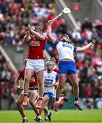 25 May 2025; Damien Cahalane of Cork in action against Stephen Bennett of Waterford during the Munster GAA Hurling Senior Championship Round 5 match between Cork and Waterford at SuperValu Páirc Ui Chaoimh in Cork. Photo by Brendan Moran/Sportsfile