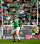 25 May 2025; Diarmaid Byrnes of Limerick takes a free during the Munster GAA Hurling Senior Championship Round 5 match between Limerick and Clare at TUS Gaelic Grounds in Limerick. Photo by Tom Beary/Sportsfile