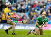 25 May 2025; Adam English of Limerick in action against Ryan Taylor of Clare during the Munster GAA Hurling Senior Championship Round 5 match between Limerick and Clare at TUS Gaelic Grounds in Limerick. Photo by John Sheridan/Sportsfile