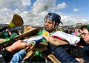 25 May 2025; David Reidy of Limerick with young supporters after the Munster GAA Hurling Senior Championship Round 5 match between Limerick and Clare at TUS Gaelic Grounds in Limerick. Photo by Tom Beary/Sportsfile