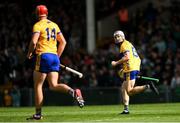 25 May 2025; Ryan Taylor of Clare celebrates after scoring his side's third goal during the Munster GAA Hurling Senior Championship Round 5 match between Limerick and Clare at TUS Gaelic Grounds in Limerick. Photo by Tom Beary/Sportsfile