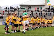 25 May 2025; Ben Conneely of Offaly runs out before the Leinster GAA Hurling Senior Championship Round 5 match between Offaly and Antrim at Glenisk O’Connor Park in Tullamore, Offaly. Photo by Michael P Ryan/Sportsfile