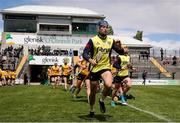 25 May 2025; Scott Walsh of Antrim runs out before the Leinster GAA Hurling Senior Championship Round 5 match between Offaly and Antrim at Glenisk O’Connor Park in Tullamore, Offaly. Photo by Michael P Ryan/Sportsfile