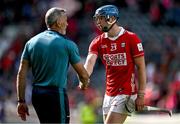 25 May 2025; Diarmuid Healy of Cork shakes hands with Waterford manager Peter Queally after the Munster GAA Hurling Senior Championship Round 5 match between Cork and Waterford at SuperValu Páirc Ui Chaoimh in Cork. Photo by Brendan Moran/Sportsfile