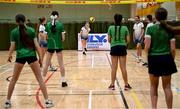 25 May 2025; Action during the Volleyball Girls match between Cuchulainns, Cavan, and Kilteely-Dromkeen-Pallasgreen, Limerick, on day two of the Cairn Community Games Multi-Sports Finals 2025 at Gormanston Park in Meath. Photo by Shauna Clinton/Sportsfile