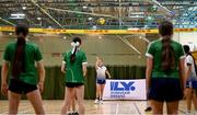 25 May 2025; Action during the Volleyball Girls match between Cuchulainns, Cavan, and Kilteely-Dromkeen-Pallasgreen, Limerick, on day two of the Cairn Community Games Multi-Sports Finals 2025 at Gormanston Park in Meath. Photo by Shauna Clinton/Sportsfile