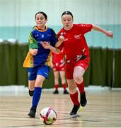 25 May 2025; Action during the Futsal U13 Girls match between St-Fechins, Sligo, and Erne-Valley, Cavan, on day two of the Cairn Community Games Multi-Sports Finals 2025 at Gormanston Park in Meath. Photo by Shauna Clinton/Sportsfile
