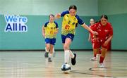25 May 2025; Action during the Futsal U13 Girls match between St-Fechins, Sligo, and Ennis-St-Johns, Clare, on day two of the Cairn Community Games Multi-Sports Finals 2025 at Gormanston Park in Meath. Photo by Shauna Clinton/Sportsfile