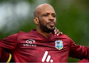 25 May 2025; Roston Chase of West Indies  match three of the One Day International Series between Ireland and the West Indies at Castle Avenue Cricket Ground in Dublin. Photo by Seb Daly/Sportsfile