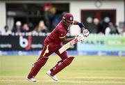25 May 2025; West Indies batter Keacy Carty during match three of the One Day International Series between Ireland and the West Indies at Castle Avenue Cricket Ground in Dublin. Photo by Seb Daly/Sportsfile