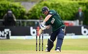 25 May 2025; Ireland batter Paul Stirling during match three of the One Day International Series between Ireland and the West Indies at Castle Avenue Cricket Ground in Dublin. Photo by Seb Daly/Sportsfile