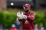 25 May 2025; West Indies wicketkeeper Shai Hope during match three of the One Day International Series between Ireland and the West Indies at Castle Avenue Cricket Ground in Dublin. Photo by Seb Daly/Sportsfile