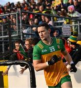 24 May 2025; Eoin McHugh of Donegal runs out for the second half of the GAA Football All-Ireland Senior Championship Round 1 match between Donegal and Tyrone at MacCumhaill Park in Ballybofey, Donegal. Photo by Ramsey Cardy/Sportsfile