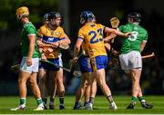 25 May 2025; Players from both sides get involved in a tussle during the Munster GAA Hurling Senior Championship Round 5 match between Limerick and Clare at TUS Gaelic Grounds in Limerick. Photo by Tom Beary/Sportsfile