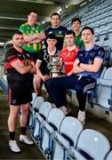 26 May 2025; In attendance at the Comórtas Peile na Gaeltachta 2025 National launch at Croke Park in Dublin, are, from left, James Ó Flatharta of An Cheathrú Rua, Galway, Fergal Ó Griffín of Lios Pól, Kerry, Gavin Mac Aindriú of Cill Chomáin, Mayo, Pádraig Ó Tiarnáin of Clann na nGael, Meath, Diarmuid Ó Cuirrín of An Seanphobal, Waterford, Éamonn Óg Ó Donnchadha of Clann na nGael, Meath and Oisín Ó Conbhuí of Na Gaeil Óga, Dublin. Photo by Brendan Moran/Sportsfile