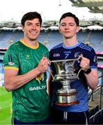 26 May 2025; In attendance at the Comórtas Peile na Gaeltachta 2025 National launch at Croke Park in Dublin, are from left, Éamonn Óg Ó Donnchadha of Clann na nGael, Meath, and Oisín Ó Conbhuí of Na Gaeil Óga, Dublin. Photo by Brendan Moran/Sportsfile