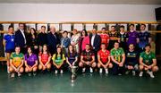 26 May 2025; In attendance at the Comórtas Peile na Gaeltachta 2025 National launch at Croke Park in Dublin, are back, from left, Saoirse Ní Bhriain of Naomh Abán, Cork, Gearóid Mac Donncha of Raidió na Gaeltachta, Niamh Seoighe, Shane Walsh of TG4, Cathal Seoighe of Comórtas Peile na Gaeltachta, Áine Uí Choinn of Cathaoirleach Choiste Náisiúnta na Gaeilge, Méabh Quinn of Cumann Pheil na mBan, Michelle Ní Chróinín of Údarás na Gaeltachta, Dónal Ó Laoire of Comórtas Peile na Gaeltachta, Diarmuid Ó Cuirrín of An Seanphobal, Waterford, Evan Ó Flatharta of Naomh Anna Leitir Móir, Galway, Gavin Mac Aindriú of Cill Chomáin, Mayo Fergal Ó Griffín of Lios Pól, Kerry, Adam Ó Néill of Bhulf Tón, Meath and Oisín Ó Conbhuí of Na Gaeil Óga, Dublin, with, front, from left, Ali Sherlock of Clann na nGael, Meath, Labhraín Nic Aoidh of Bhulf Tón, Meath, Clíona Ní Mhuirithe of Béal an Mhuirthead, Mayo, Louise Ní Dhochartaigh of Naomh Columba, Donegal Adam Ó Néill of Bhulf Tón, Meath, Aisling Ní Aogáin of Na Gaeil Óga, Dublin, James Ó Flatharta of An Cheathrú Rua, Galway, Séamus Ó Domhnaill of Béal an Mhuirthead, Mayo, Fergal Ó Griffín of Lios Pól, Kerry, Pádraig Ó Tiarnáin of Clann na nGael, Meath and Éamonn Óg Ó Donnchadha of Clann na nGael, Meath. Photo by Brendan Moran/Sportsfile