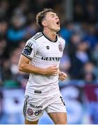 23 May 2025; Dayle Rooney of Bohemians reacts during the SSE Airtricity Men's Premier Division match between Drogheda United and Bohemians at Sullivan & Lambe Park in Drogheda, Louth. Photo by Shauna Clinton/Sportsfile