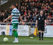23 May 2025; Assistant referee Darragh Keegan during the SSE Airtricity Men's Premier Division match between Derry City and Shamrock Rovers at The Ryan McBride Brandywell Stadium in Derry. Photo by Stephen McCarthy/Sportsfile