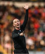 23 May 2025; Referee Marc Lynch during the SSE Airtricity Men's Premier Division match between Derry City and Shamrock Rovers at The Ryan McBride Brandywell Stadium in Derry. Photo by Stephen McCarthy/Sportsfile