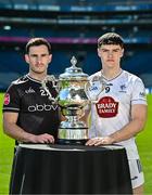 6 May 2025; Niall Murphy of Sligo, left, and Callum Bolton of Kildare pictured with the Tailteann Cup at the launch of the Tailteann Cup at Croke Park in Dublin. Photo by Sam Barnes/Sportsfile