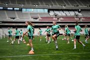 27 May 2025; Players, including Aoibheann Clancy, left, and Jessie Stapleton during a Republic of Ireland women's training session at the Ataturk Olympic Stadium in Istanbul, Türkiye. Photo by Stephen McCarthy/Sportsfile